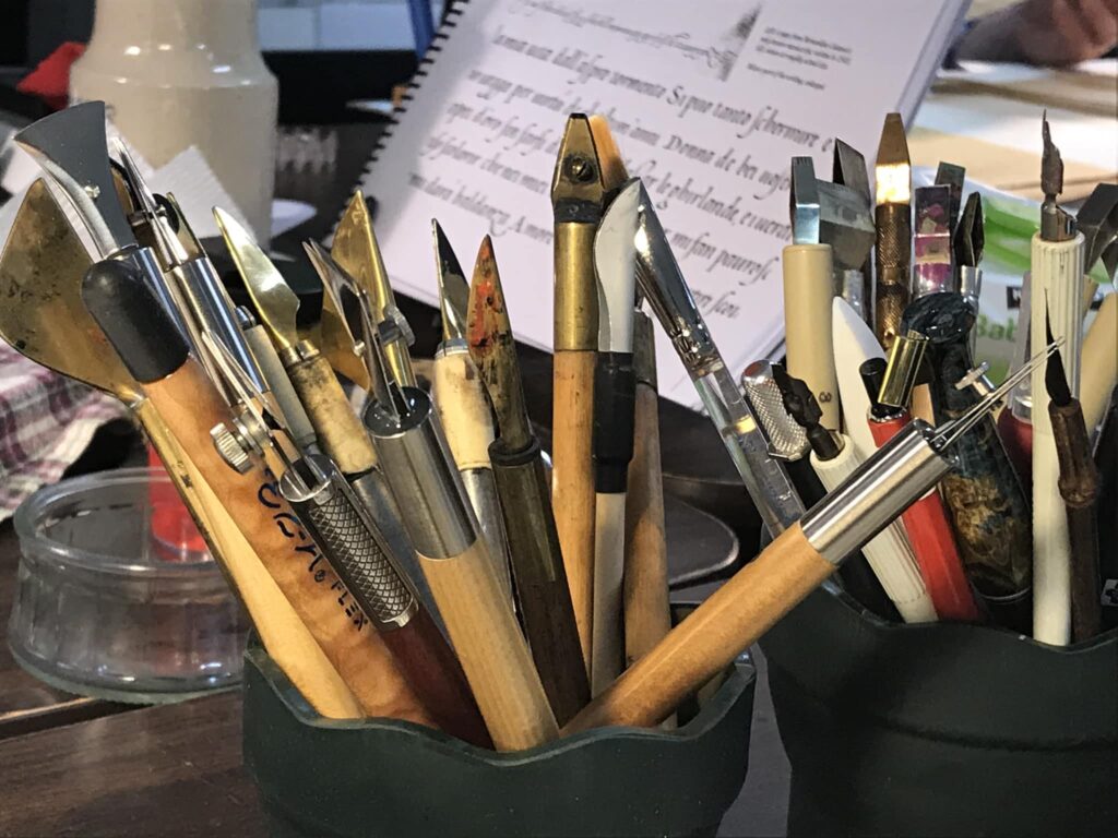 tools pens calligraphy lettering studio space